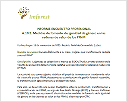 Actas de los eventos sobre la caracterización socioeconómica de los recolectores de PFNM e igualdad de género
